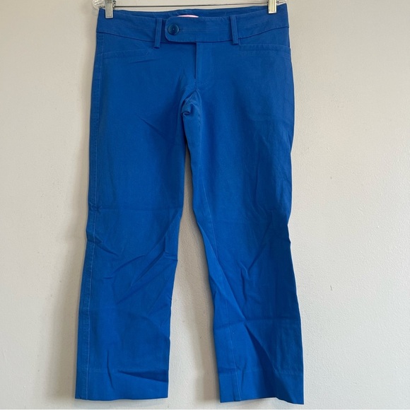 Lilly Pulitzer Womens Cropped Pants Blue Sz 6 Stretch Bright Spring Slim Fit - Picture 1 of 9
